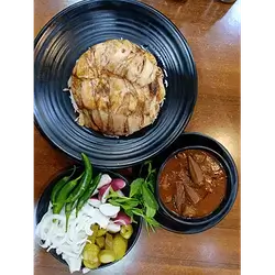 Rice with Okra Broth and Chicken Shawarma