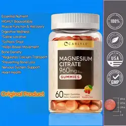 Magnesium Citrate Supplement Gummies | 960mg magnesium | 60 Count | Higher Absorption than Magnesium Glycinate | for Women and Men | Lemon Raspberry Flavor | Gluten Free, 60 Magnesium Citrate Gummies