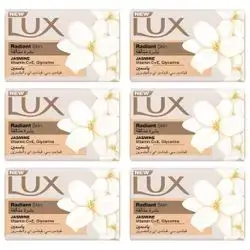 LUX Bar Soap For Radiant Skin, Jasmine With Vitamin C+E, Glycerine, 170g, Pack of 6