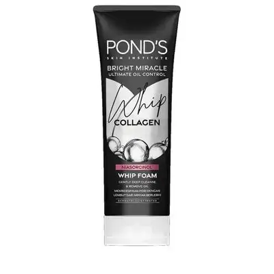 Pond'S Serum Whip Facial Foam, For Clean, Nourished And Bright Skin, Pure Bright, Infused With Collagen Serum, Vitamin B3 & Activated Charcoal,100G