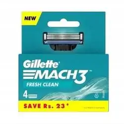 Gillette Mach 3 Manual Shaving Razor Blades For Men - 4 Count