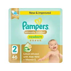 Pampers Ultimate Comfort Taped Baby Diapers, Size 2, 3-8kg, 46 Pieces