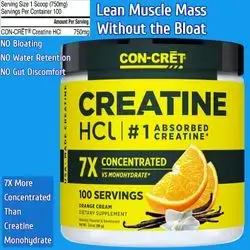 CON-CRET, Creatine HCl Powder, Creatine HCl, Women and Men, Orange Flavor, 100 Servings, No Bloating or Water Retention, Muscle, Strength & Cognitive Support, USA Made, Creatine Hydrochloride, 90g Creatine HCl