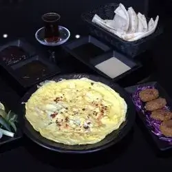 Fried Eggs With Tea With Rashi, Molasses, Cheese And Falafel For One Person
