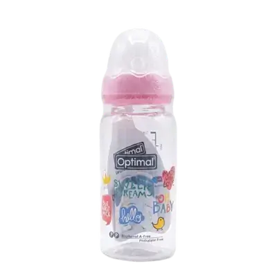Glass Feeding Bottle 160ml Pink Color OPB-1094 _ Optimal