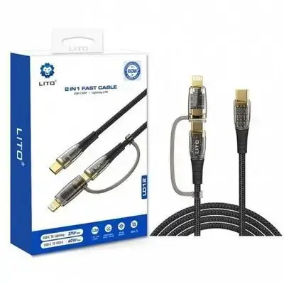 Lito LD12 2-in-1 Dual Interface Fast Charging Cable (USB-C & Lightning)