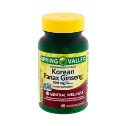 Korean Panax Ginseng 100mg 60 Caps Spring Valley