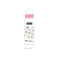 Glass Narrow Neck Feeding Bottle 240ml (+6) - Pink