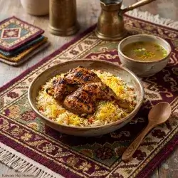 دجاج مشوي مع أرز ومرق