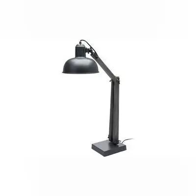 Metal And Wooden Footed Table Lamp