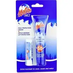Malibu Ski Duo Pack (Lip Protection Balm Spf 20 & Face Protection Cream Spf 50)