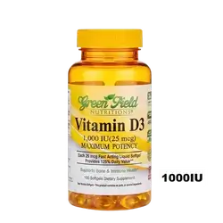 Vitamin D3 1000IU (25mcg) Maximum Potency 100 Softgels _ Green Field