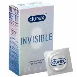 Durex, Condom, Invisible - 20 Pcs/واقي ذكري غير مرئي من ديوركس، رقيقة للغاية وحساس من المطاط الطبيعي من اللاتكس للرجال - 20 واقي ذكري