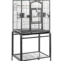 Medium-sized cage for parrots and parakeets, including perch (approximately 70 cm high). Cage dimensions: 56 x 42 x 86 cm Total size: 56 x 42 x 142 cm