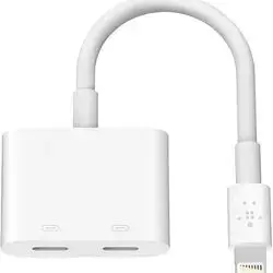 Dual Lightning charging & Audio Adapter (White)
