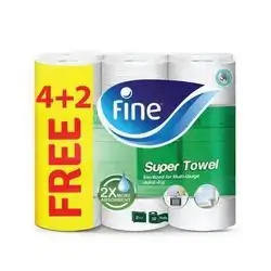 Fine Kitchen Super Towel, 4 Rolls + 2 free 2 Ply