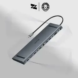 Green Lion 12 in 1 4K HDMI Ethernet USB-C HUB - Gray