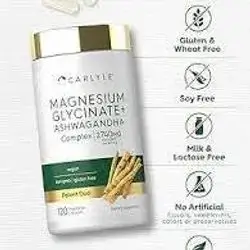 carlyle magnesium glycinate +ashwaganda complex 2740mg 120 vegeterian capsules
