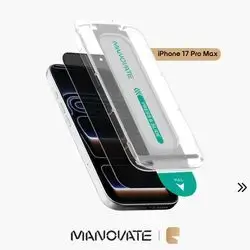 Manovate PureShield Privacy Tempered Glass Screen Protector 9H Hardness & Anti-Spy Edge Defense for iPhone 17 Pro Max
