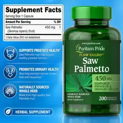 Saw Palmetto, 450mg, DHT Blocker, Hair Growth, Hair loss reduction, thicker hair, Prostate, Prostate Health, Urinary Comfort and Flow, Frequent Urination, 200 Capsules Saw Palmetto