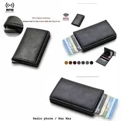 Leather & Metal Blocking Card Clip Wallet Father's Day/Birthday Gift School Supplies Teacher Gifts Back To School Card Holder Wallet Business Card Holder Credit Card Holder For Men Mini Wallet Card Wallet Rfid Wallet