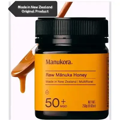 Raw Manuka Honey MGO 50+, New Zealand Honey, Non-GMO, 3rd-Party Tested, Glyphosate Residue Free Certified, 2000+ Natural Compounds, Traceable from Hive-to-Hand, Daily Wellness Support – 250g Manuka
