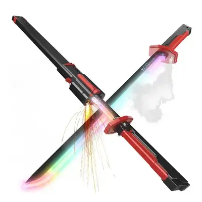 Futuristic Cyberpunk LED Sparkle Toy Sword - Red & Black (Model 988E)