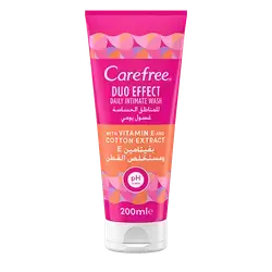 CAREFREE Duo Effect Daily Intimate Wash with Vitamin E and Cotton Extract, 200 ml