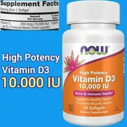 Now Supplements, Vitamin D3, 10000 IU, Highest Potency, Structural Support, Vitamin D, Original, 30 Softgels vitamin d3