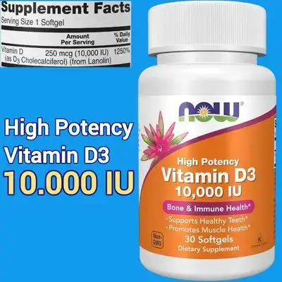 Now Supplements, Vitamin D3, 10000 IU, Highest Potency, Structural Support, Vitamin D, Original, 30 Softgels vitamin d3 
