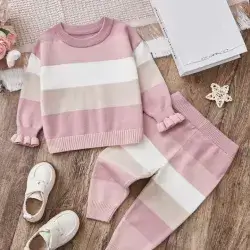 shein baby girl colorblock swater and kint pants 9-12 months