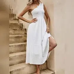 SHEIN One Shoulder Ruffle Hem Dress- Large