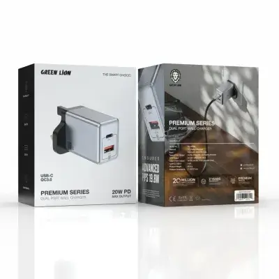 GREEN LION PREMIUM SERIES DUAL PORT WALL CHARGER 20W PD