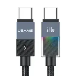 USAMS SJ775 U93 1.2m 240W Fast Charging Cable Type-C to Type-C Data Sync Cord with Colorful Light