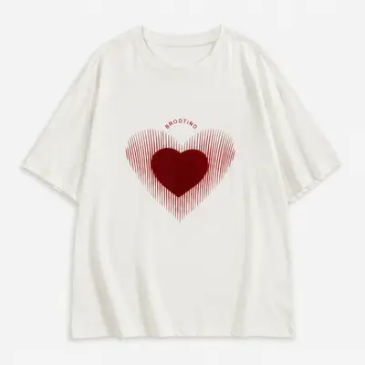 SHEIN Curve White T-shirt featuring a Red heart graphic print - 2XL
