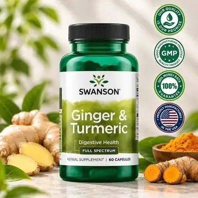 Swanson Full Spectrum Ginger & Turmeric 60 Capsules - زنجبيل وكركم