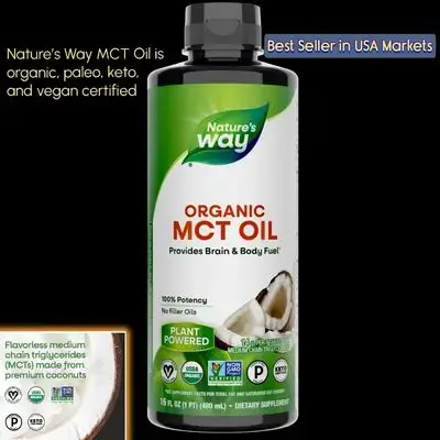 Organic MCT Oil, Brain and Body Fuel*, Liquid Coconut MCT Oil with C8 Caprylic & C10 Capric Acids, 14 g Medium Chain Triglycerides per Serving, Keto & Paleo Certified, Non-GMO, 16 Fl Oz, 480ml mct