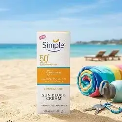 Simple Tinted Mineral Sun Block Cream SPF 50+