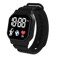 Kids Watch Cute Children Digital Electronic Wristwatch - Black