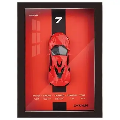3D Red Lykan HyperSport Car Frame Wall Art