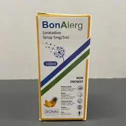 bonalerg loratadine syrup 5mg /5ml 100ml ( relives eye , nose , throat & ears , palate , skin )