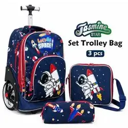 Jasmine Star 3-Piece Trolley School Bag Set