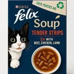 Felix Tender Strips Beef & Chicken, Lamb Soup 6x