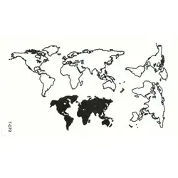 1 Sheet Temporary Tattoo World Map Earth Black Design Temporary Adhesive Tattoo
