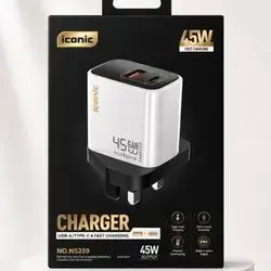 45w fast charging usb-a / type-c
