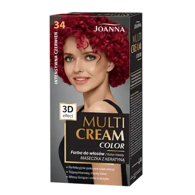Multi Cream Permanent Intensive Hair Color Dye Care 34 INTENSIVE RED _ JOANNA