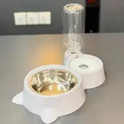 Double Cat Bowls Water & Food Bowl Set 