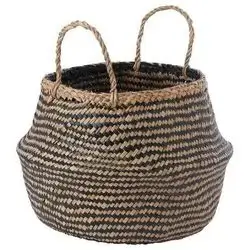 Large Black And Beige Basket