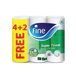 Fine Kitchen 2-Ply Super Towel 1X (4 + 2 Rolls Free)
