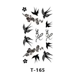 1 Sheet temporary ephemeral tattoo, birds, swallows, love, flowers, 14 tattoos/sheet